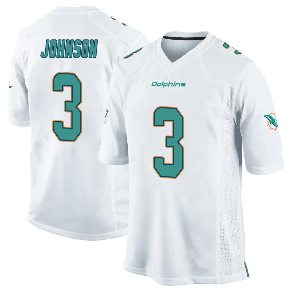 M.Dolphins #3 Chris Johnson Player White Home Game BALCE Stitched Jerseys