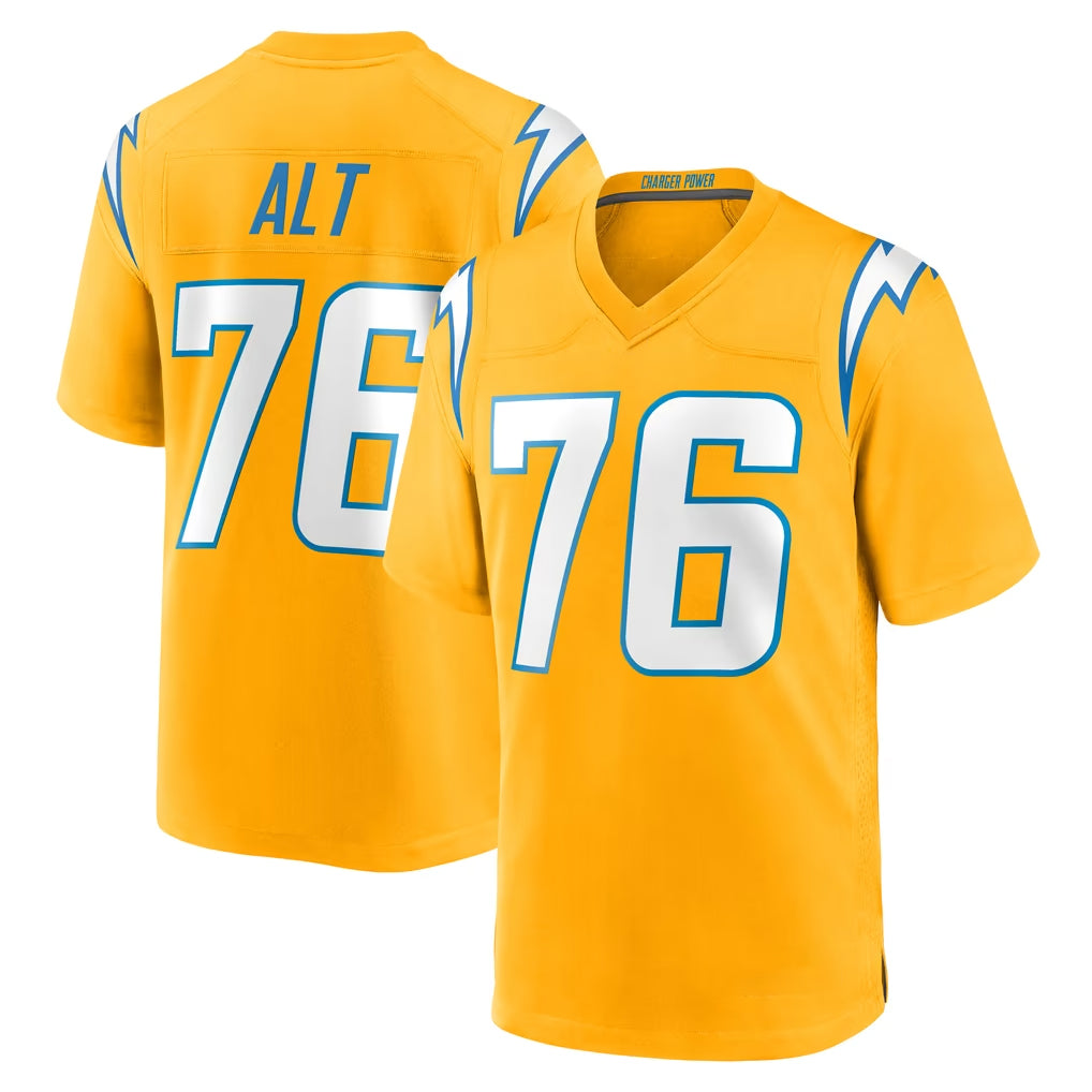 LA.Chargers #76 Joe Alt Player Gold Home Game BALCE Stitched Jerseys
