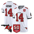 TB.Buccaneers #14 Chris Godwin Jr. Player White 50th Season Vapor Limited Home Game BALCE Stitched Jerseys