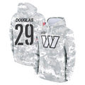 W.Commanders #29 Rasul Douglas Player Arctic Camo Limited Salute to Service Pullover Hoodies Game BALCE Stitched Jerseys