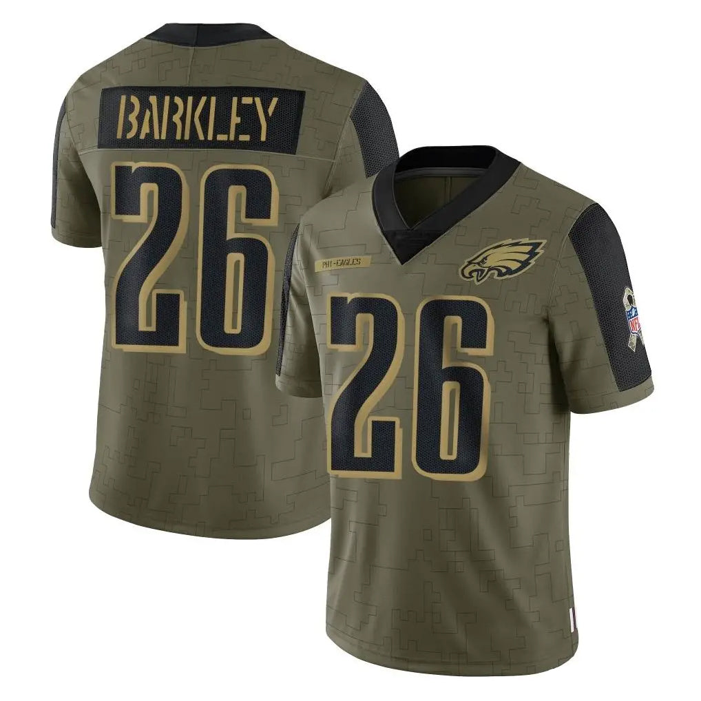 P.Eagles #26 Saquon Barkley Player Olive Salute To Service Limited Game BALCE Stitched Jerseys