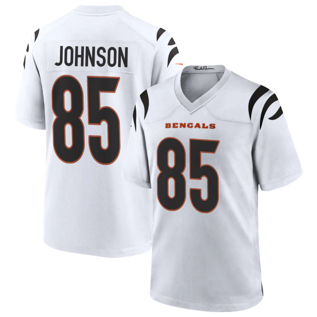 C.Bengals #85 Chad Johnson Player White Home Game BALCE Stitched Jerseys