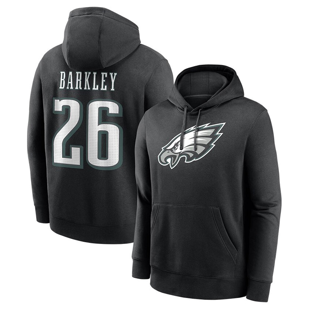 P.Eagles #26 Saquon Barkley Player Black Pullover Hoodies Home Game BALCE Stitched Jerseys