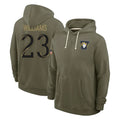 LA.Rams #23 Kyren Williams Player Olive Salute to Service Pullover Hoodies Limited BALCE Stitched Jerseys