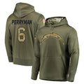 LA.Chargers #6 Denzel Perryman Player Olive Salute to Service Pullover Hoodies Home Game BALCE Stitched Jerseys