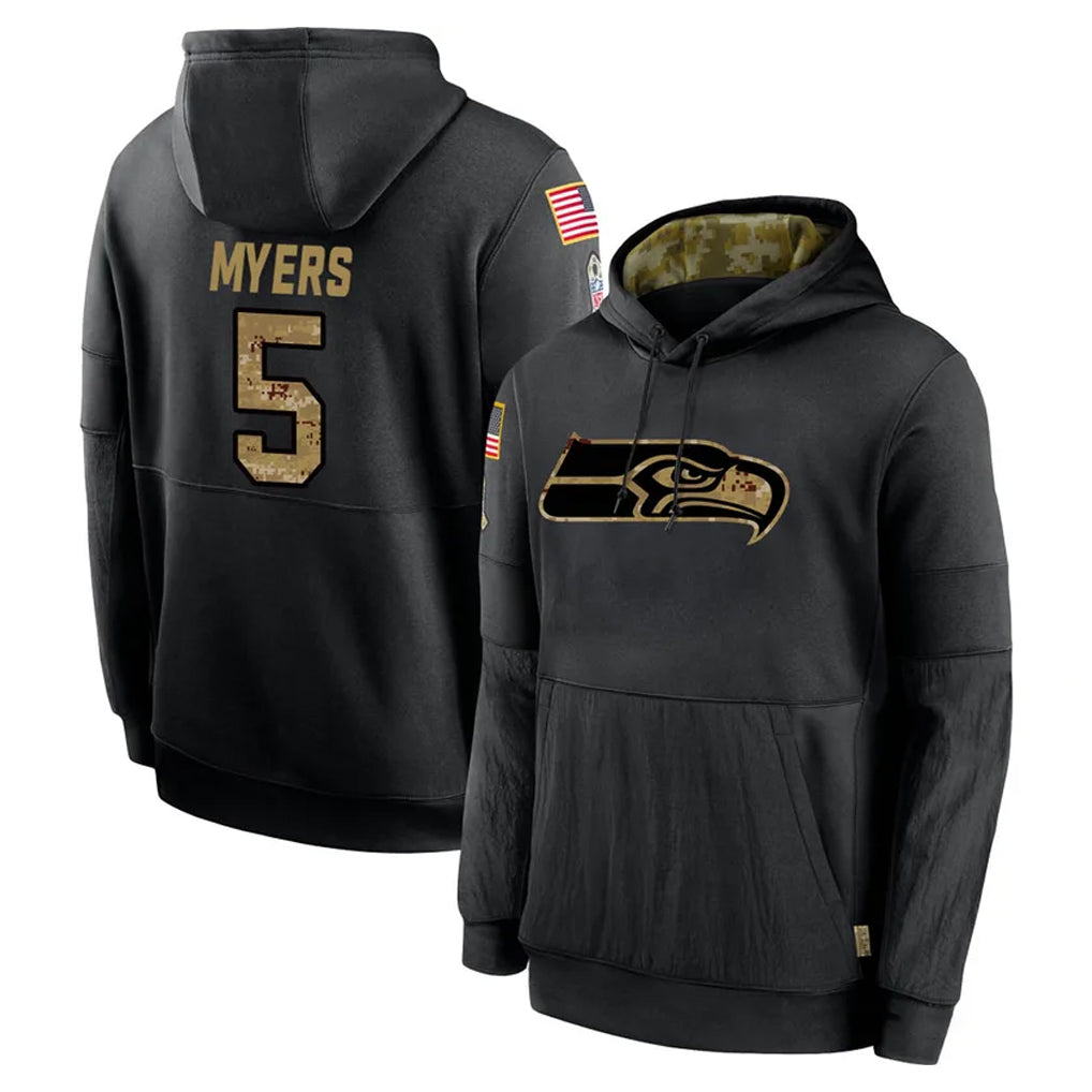 S.Seahawks #5 Jason Myers Player Black Salute to Service Hoodies Limited Game BALCE Stitched Jerseys