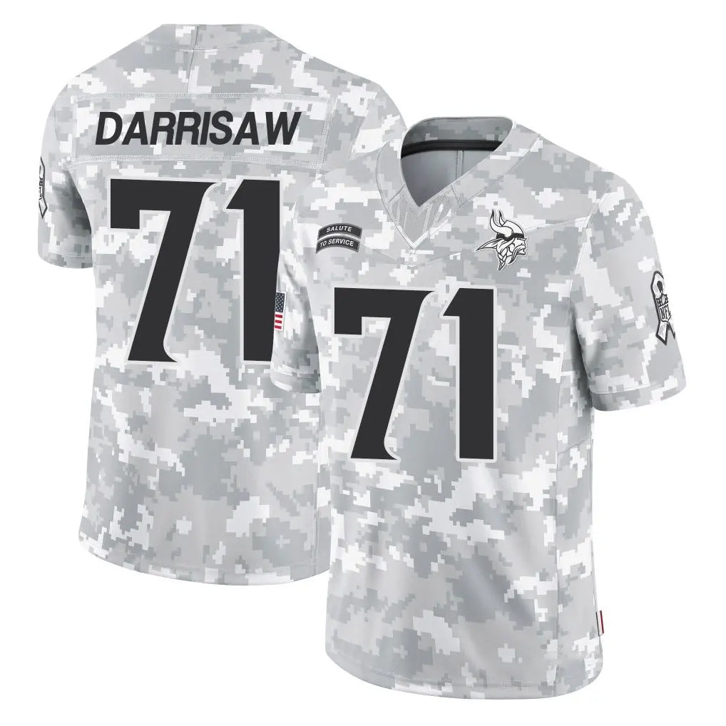 M.Vikings #71 Christian Darrisaw Player Arctic Camo Salute To Service Limited Game BALCE Stitched Jerseys