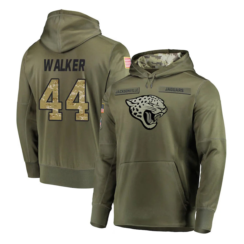 J.Jaguars #44 Travon Walker Player Olive Salute to Service Pullover Hoodies Home Game BALCE Stitched Jerseys