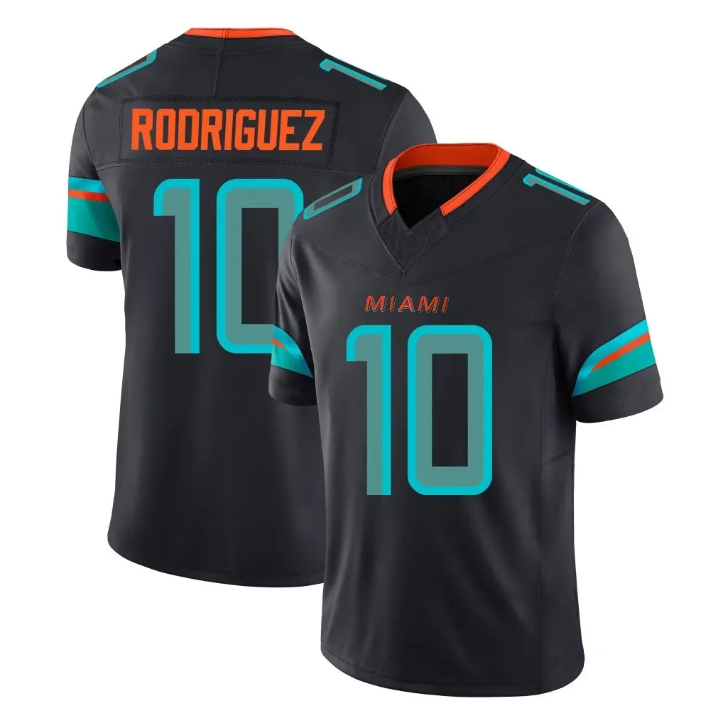 M.Dolphins #10 Jacob Rodriguez Player Black Limited Pitch Rivalries Collection Home Game BALCE Stitched Jerseys