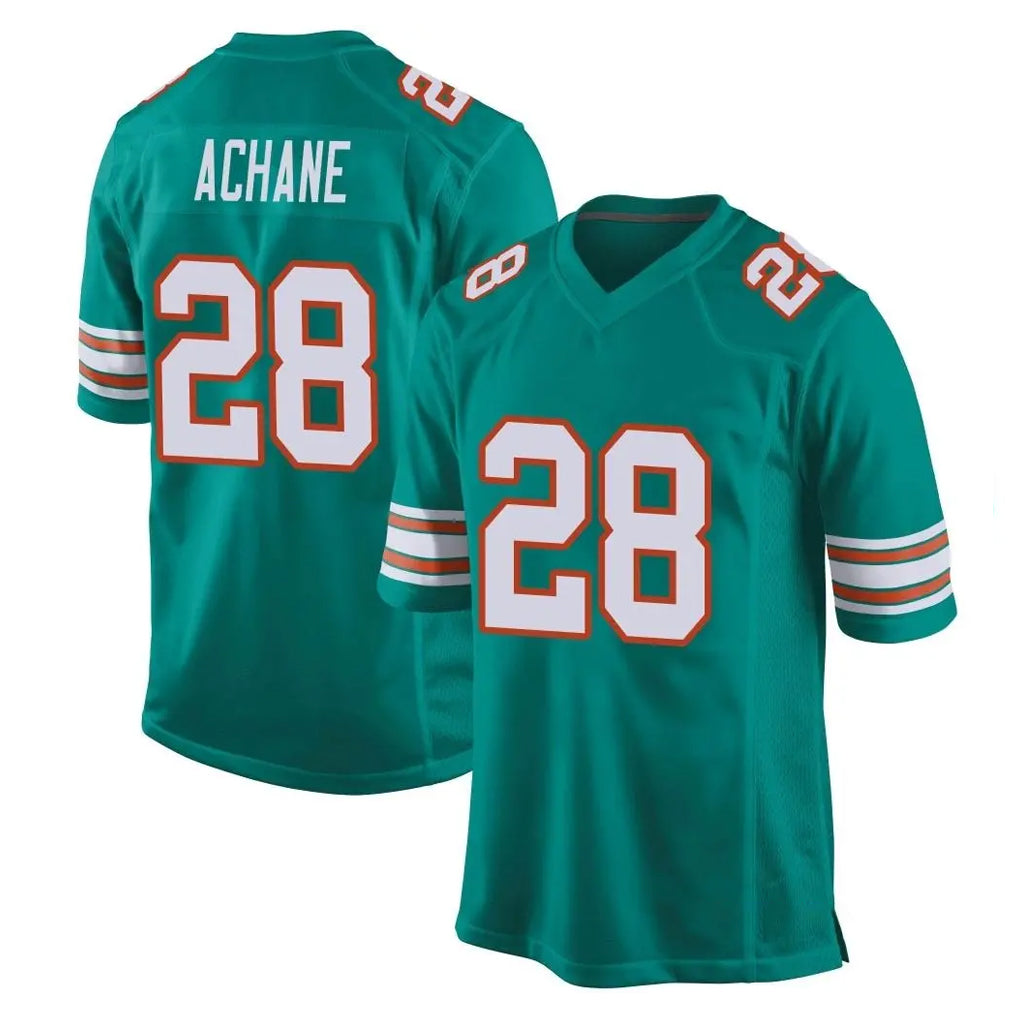 M.Dolphins #28 De'Von Achane Player Aqua Alternate Home Game BALCE Stitched Jerseys