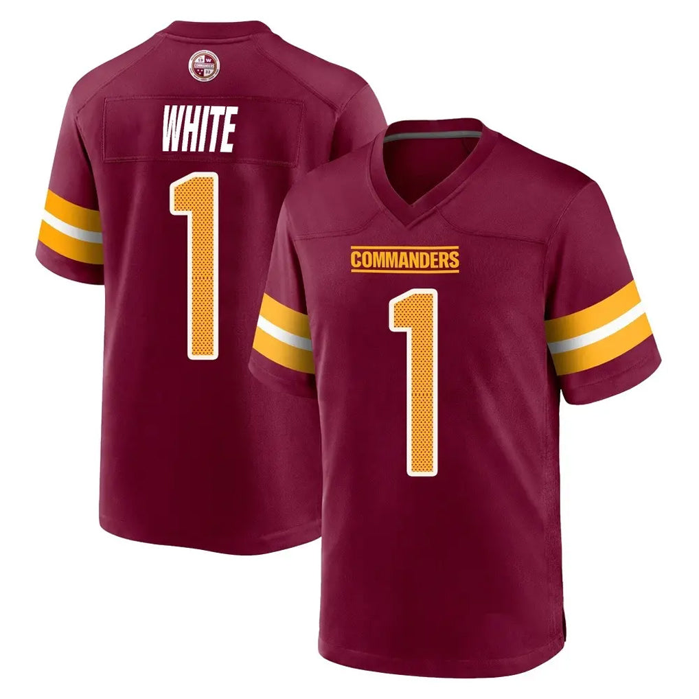 W.Commanders #1 Rachaad White Player Burgundy Home Game BALCE Stitched Jerseys