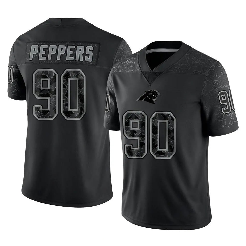 C.Panthers #90 Julius Peppers Player Black Limited Reflective Game BALCE Stitched Jerseys