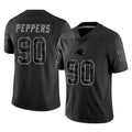 C.Panthers #90 Julius Peppers Player Black Limited Reflective Game BALCE Stitched Jerseys