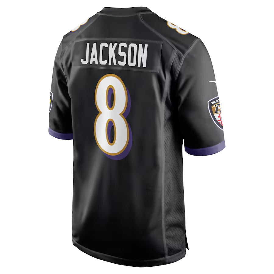 B.Ravens #8 Lamar Jackson Player Black Alternate Home Game BALCE Stitched Jerseys