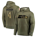 S.Seahawks #4 Michael Dickson Player Olive Salute to Service Pullover Hoodie Home Game BALCE Stitched Jerseys