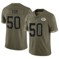 GB.Packers #50 Zach Tom Player Olive Salute To Service Limited BALCE Stitched Jerseys
