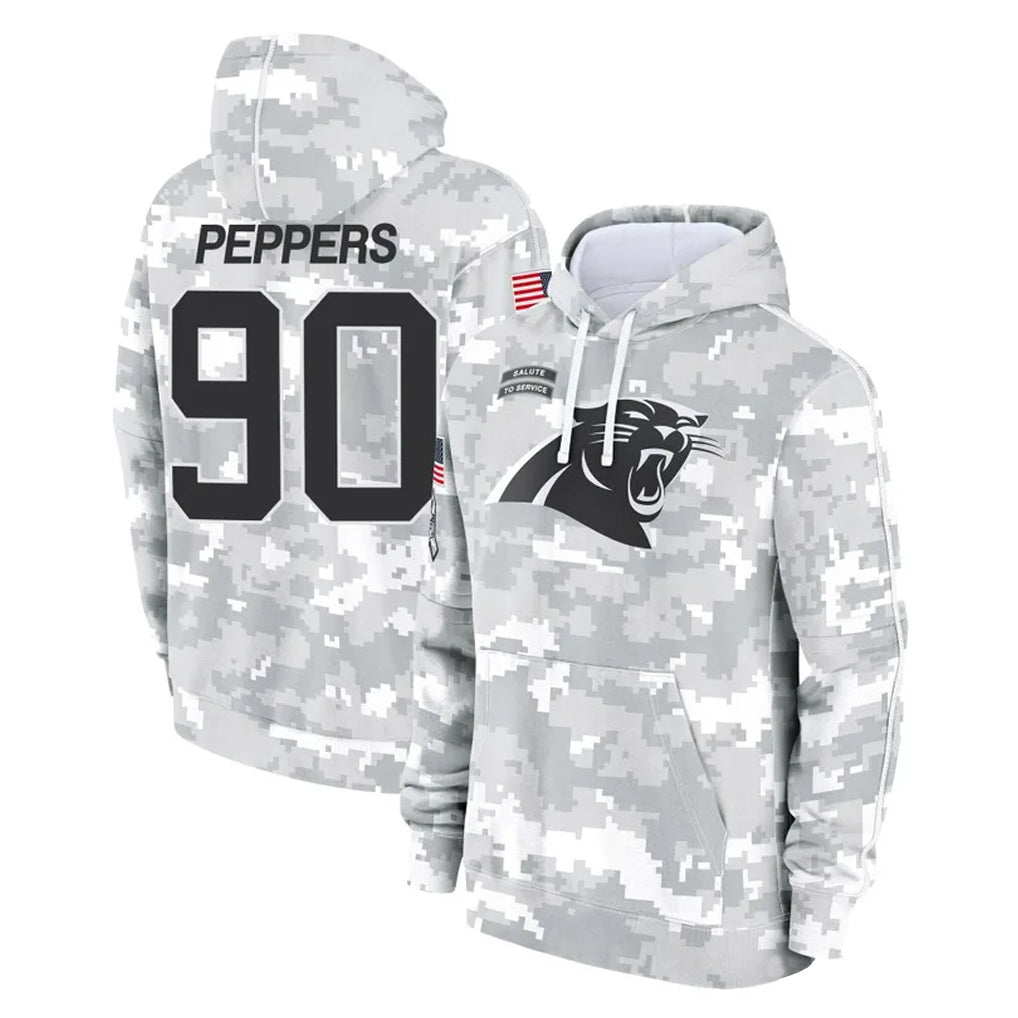 C.Panthers #90 Julius Peppers Player Arctic Camo Salute to Service Pullover Hoodies Limited Game BALCE Stitched Jerseys