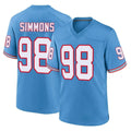 T.Titans #98 Jeffery Simmons Player Light Blue Oilers Throwback Game Home BALCE Stitched Jerseys