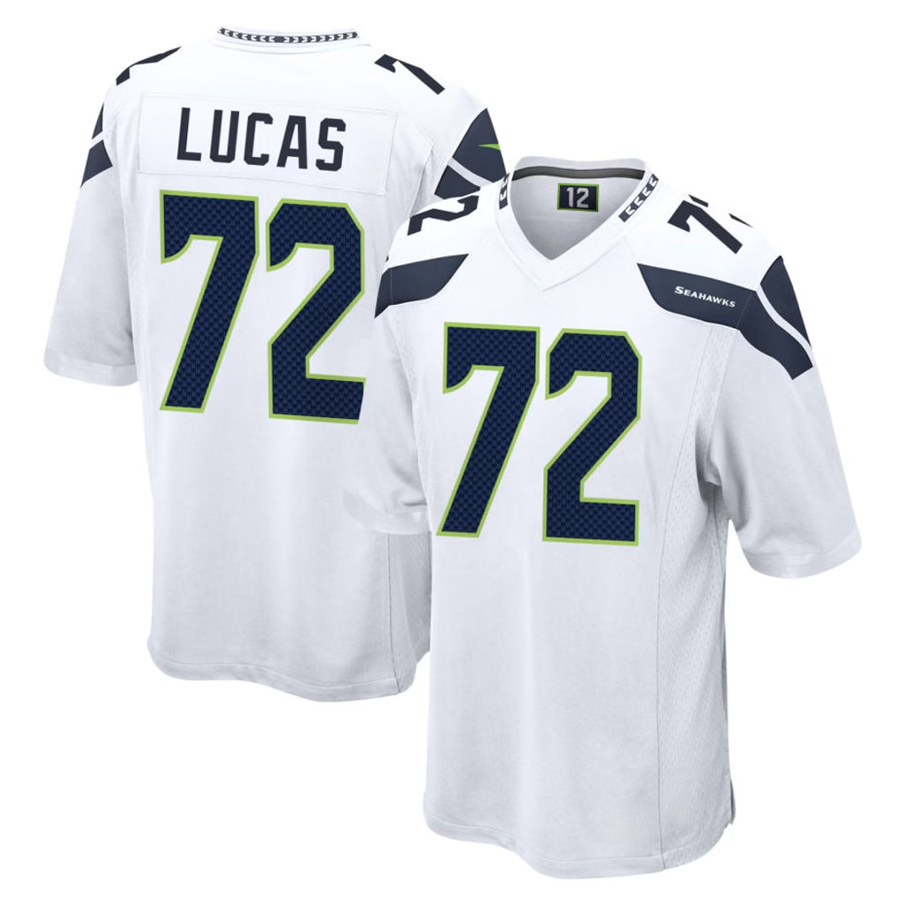 S.Seahawks #72 Abraham Lucas Player White Home Game BALCE Stitched Jerseys