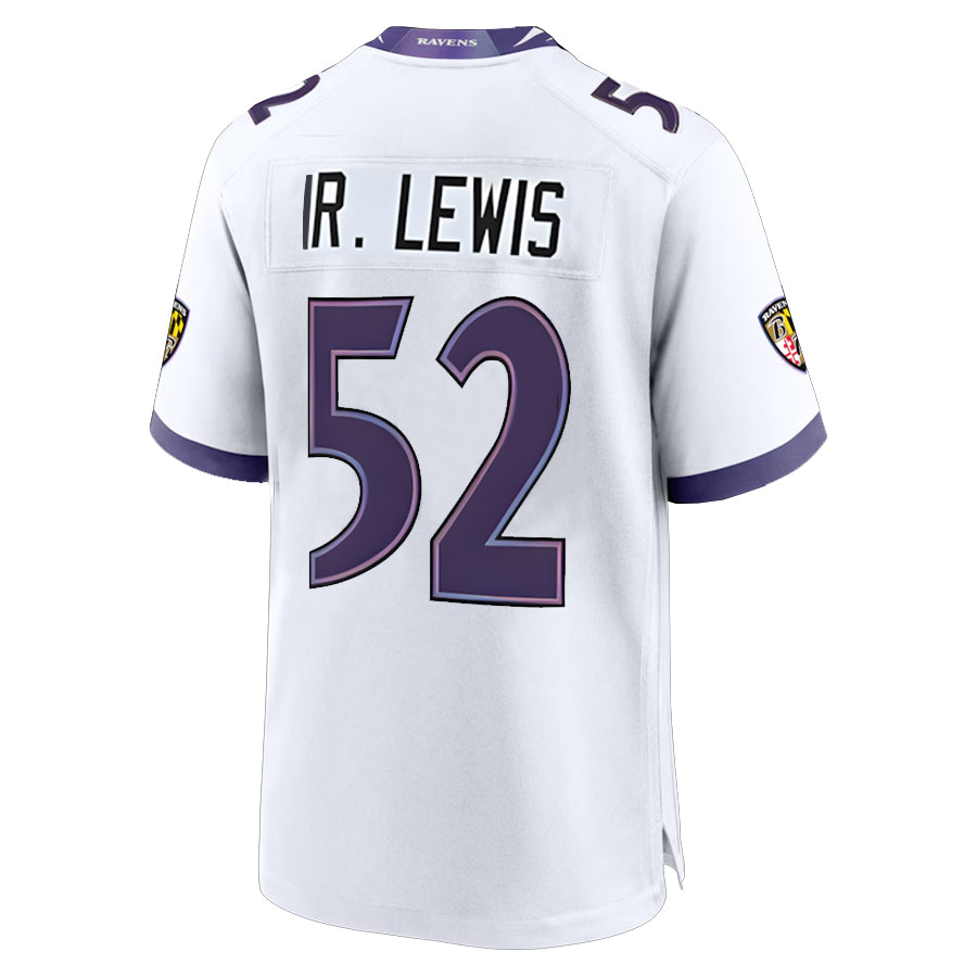 B.Ravens #52 Ray Lewis Player White Home Game BALCE Stitched Jerseys