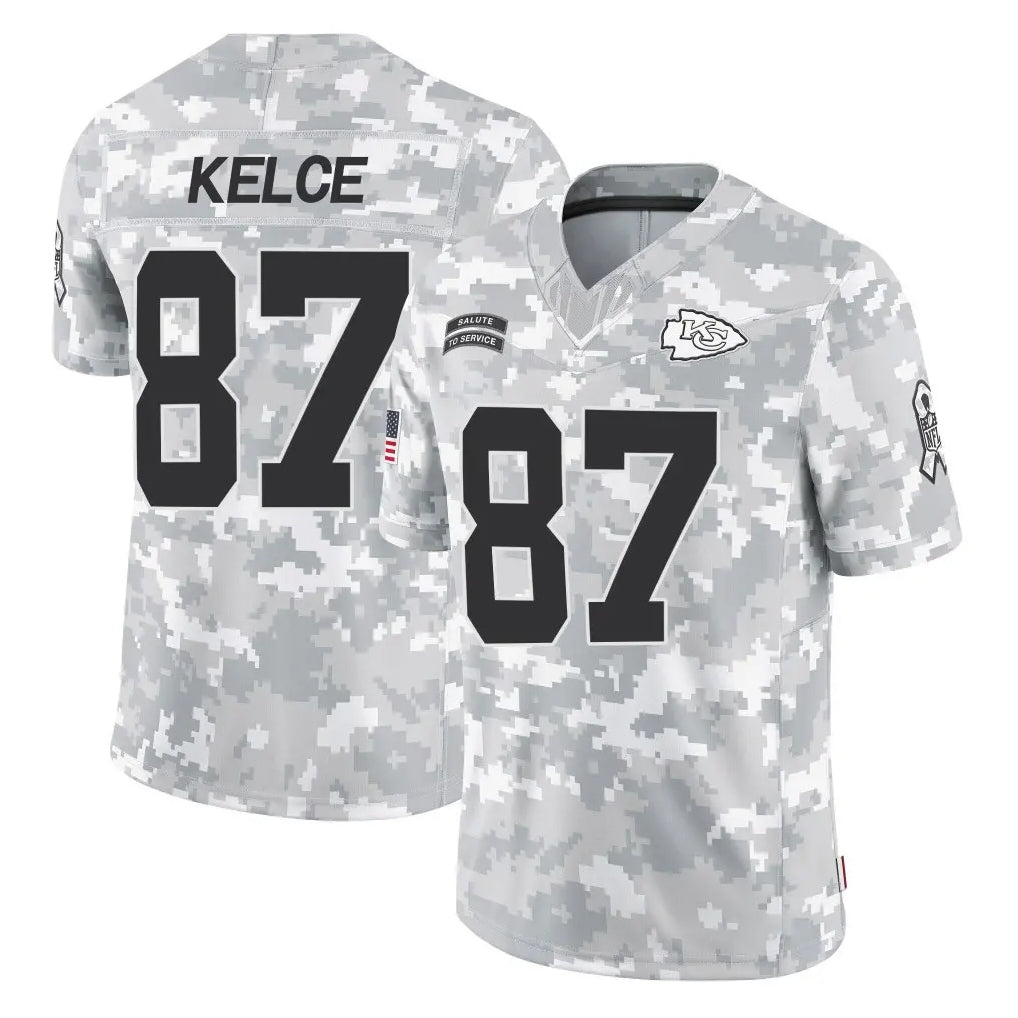 KC.Chiefs #87 Travis Kelce Player Arctic Camo Salute To Service Limited Game BALCE Stitched Jerseys