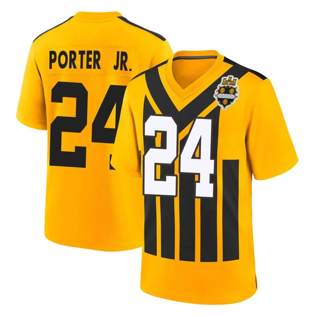 P.Steelers #24 Joey Porter Jr. Player Gold Limited 1933 Throwback Home Game BALCE Stitched Jerseys
