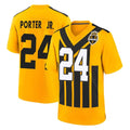 P.Steelers #24 Joey Porter Jr. Player Gold Limited 1933 Throwback Home Game BALCE Stitched Jerseys