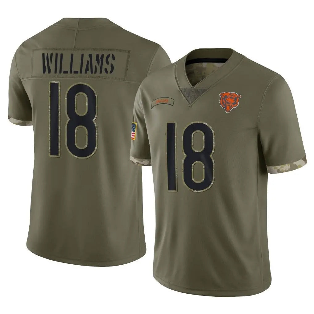 C.Bears #18 Caleb Williams Player Olive Salute to Service Limited Game BALCE Stitched Jerseys