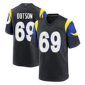 LA.Rams #69 Kevin Dotson Player Black Midnight Rivalries Collection Home Game BALCE Stitched Jerseys