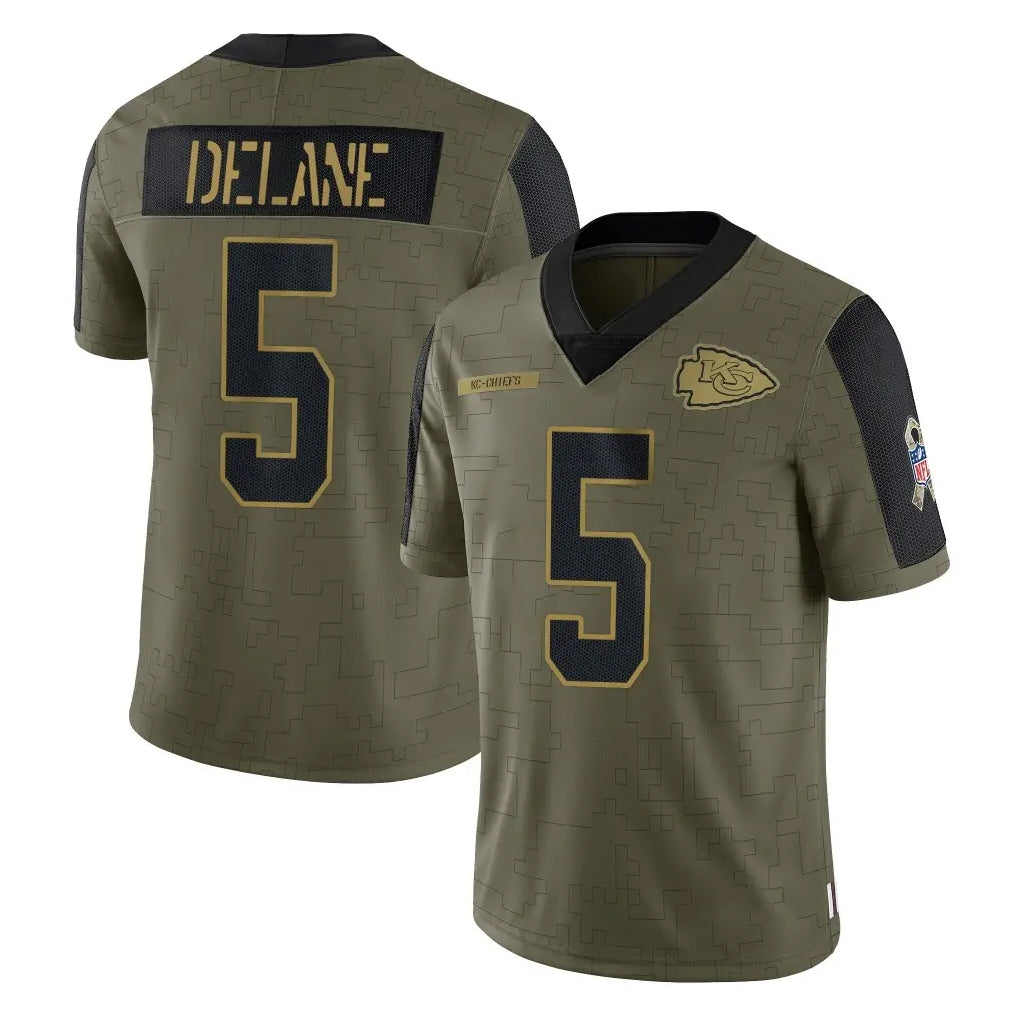 KC.Chiefs #5 Mansoor Delane Player Olive Salute To Service Limited Game BALCE Stitched Jerseys