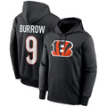 C.Bengals #9 Joe Burrow Player Black Salute to Service Pullover Hoodies Game BALCE Stitched Jerseys