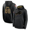 B.Bills #88 Dawson Knox Player Black Salute to Service Hoodies Hame BALCE Stitched Jerseys