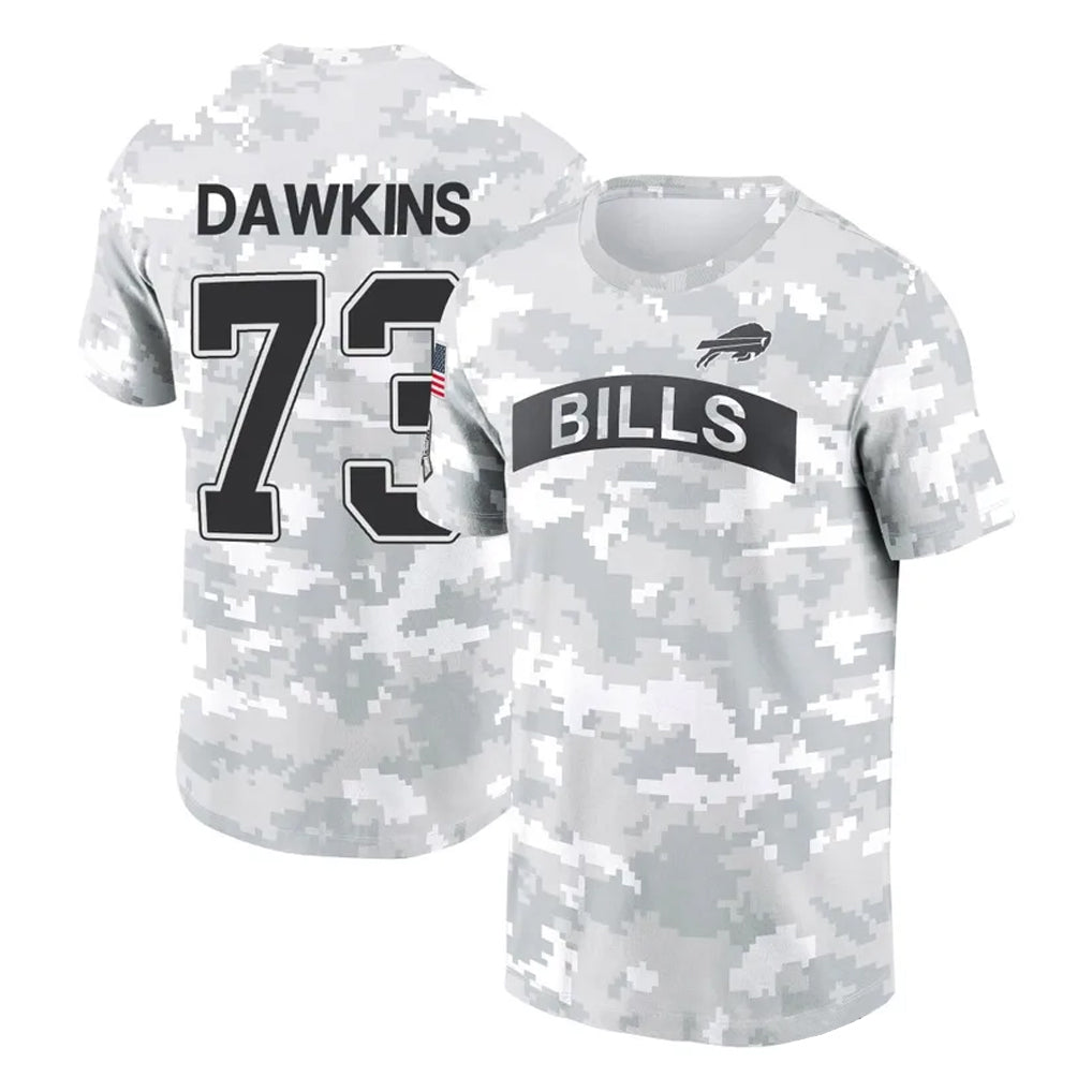 B.Bills #73 Dion Dawkins Player Arctic Camo Salute to Service T-Shirt Hoodies BALCE Stitched Jerseys