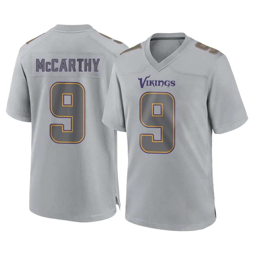 M.Vikings #9 J.J. McCarthy Player Gray Atmosphere Fashion Home Game BALCE Stitched Jerseys