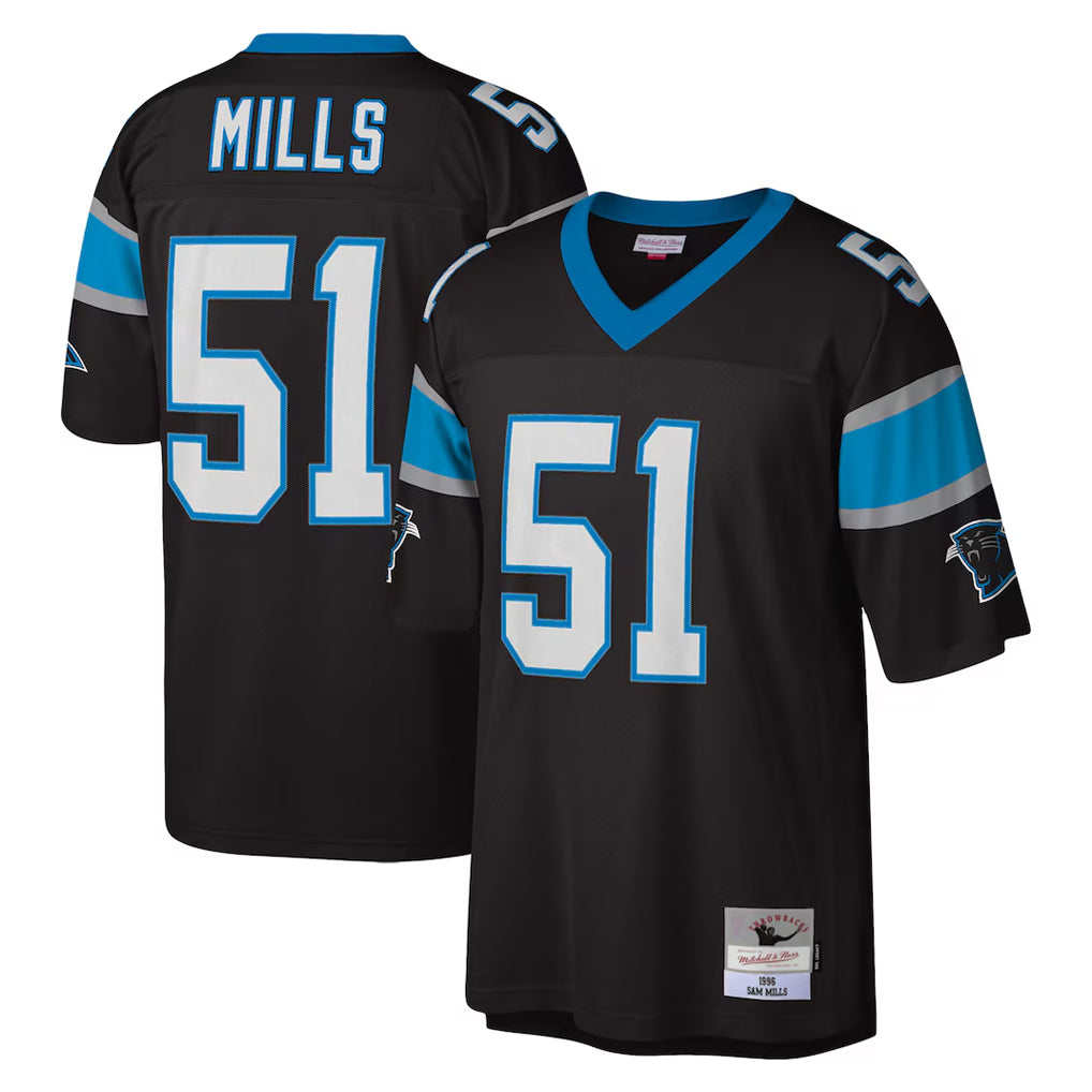 C.Panthers #51 Sam Mills Player Black Mitchell & Ness Legacy Replica BALCE Stitched Jerseys