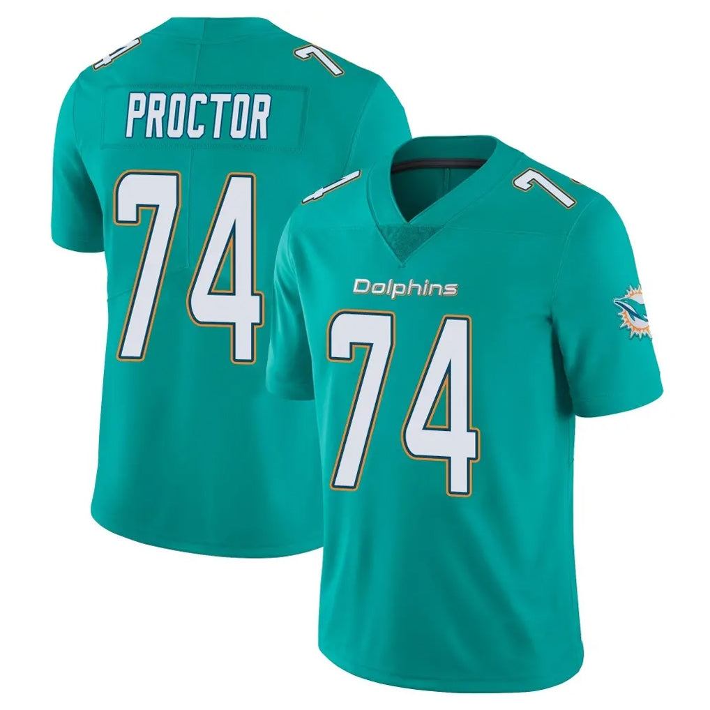 M.Dolphins #74 Kadyn Proctor Player Aqua Limited Vapor Untouchable Home Game BALCE Stitched Jerseys