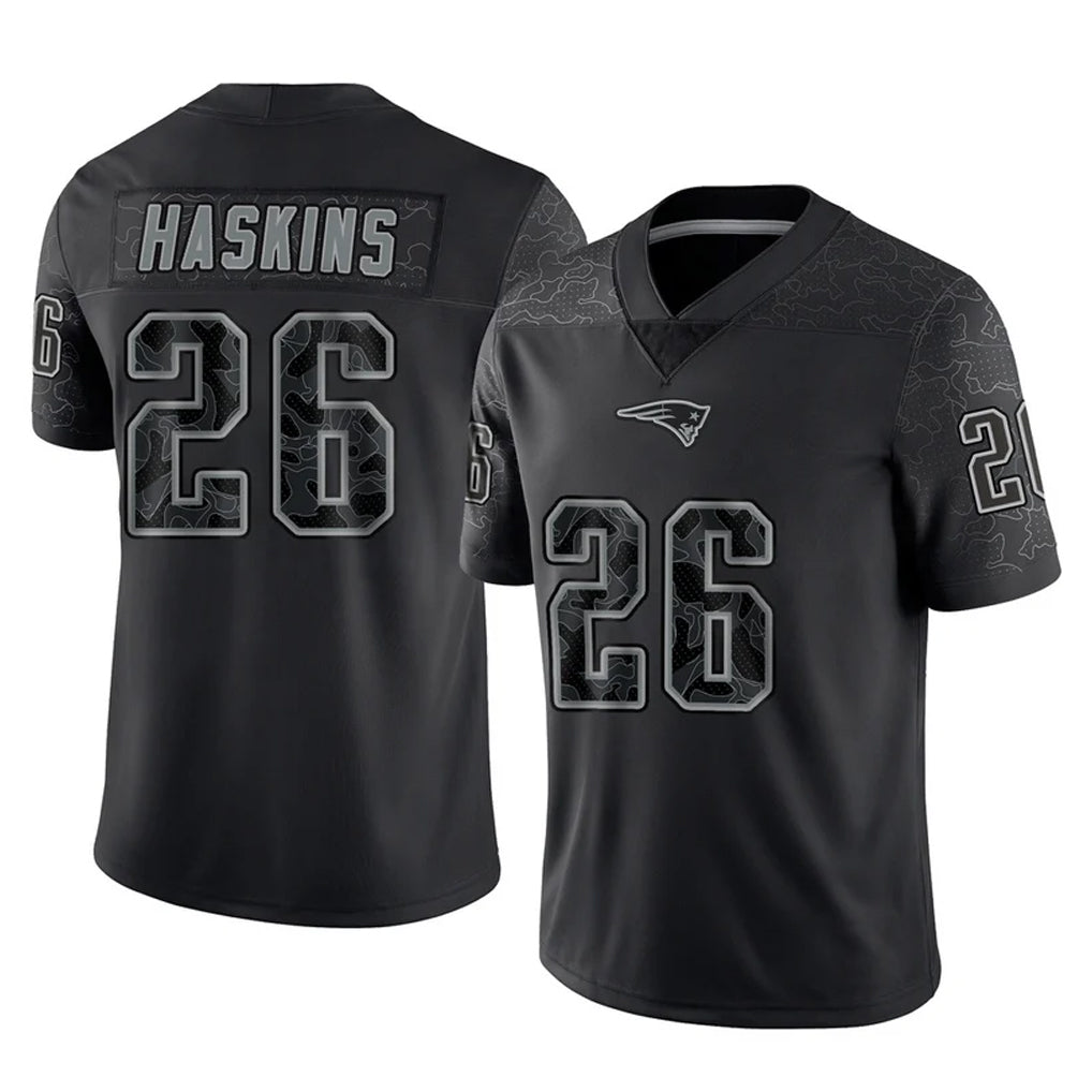 NE.Patriots #26 Hassan Haskins Player Black Reflective LImited Home Game BALCE Stitched Jerseys