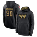 W.Commanders #90 Charles Omenihu Player Black Salute to Service Performance Pullover Hoodies Home Game BALCE Stitched Jerseys