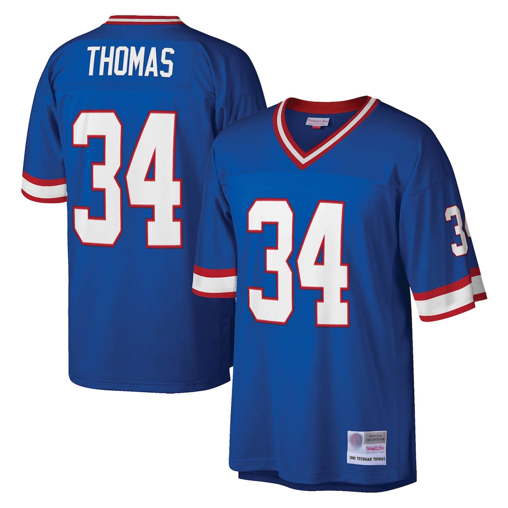 B.Bills #34 Thurman Thomas Player Royal Mitchell & Ness Legacy Replica BALCE Stitched Jerseys