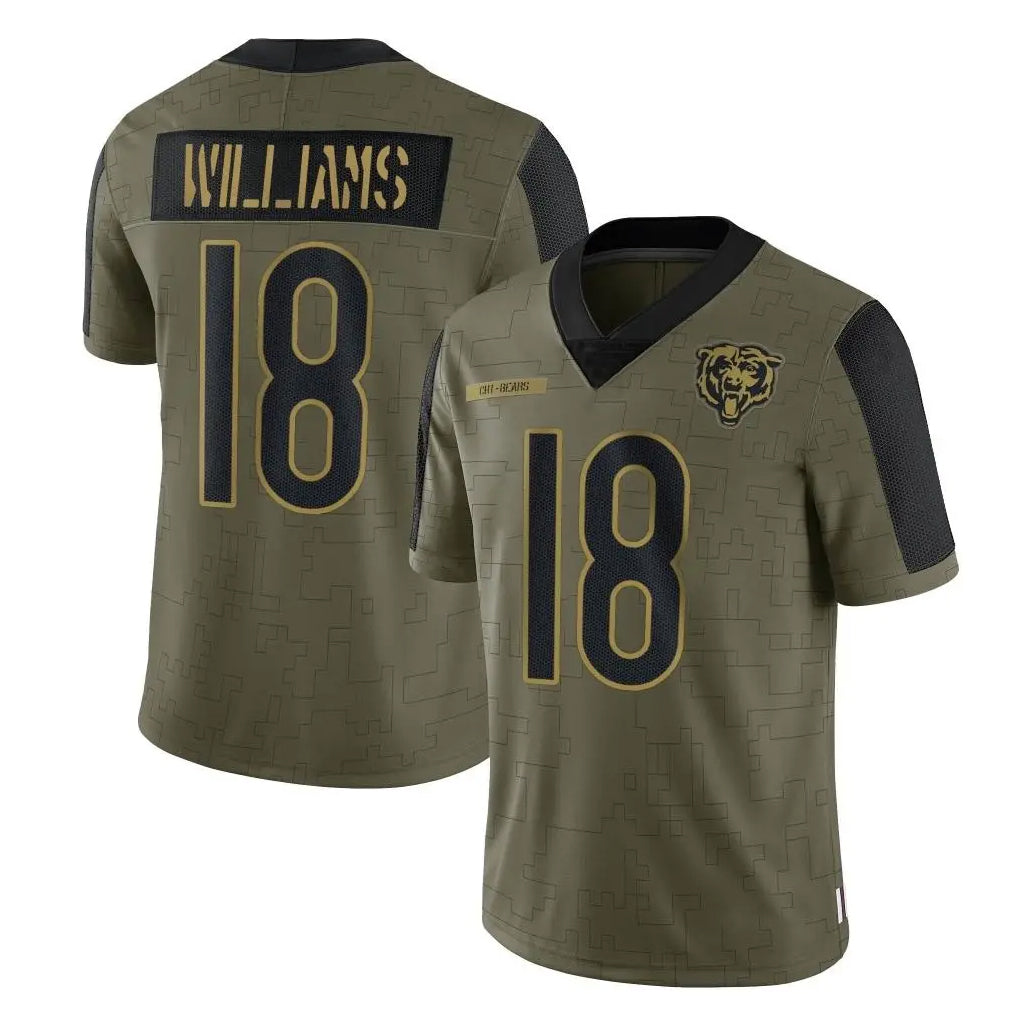 C.Bears #18 Caleb Williams Player Olive Salute to Service Limited BALCE Stitched Jerseys