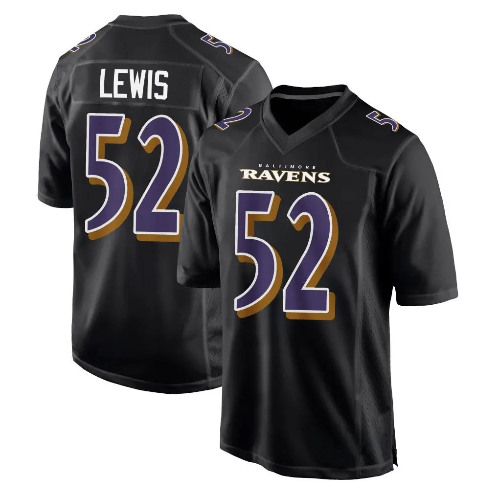 B.Ravens #52 Ray Lewis Player Black Carbon Fashion Home BALCE Stitched Jerseys