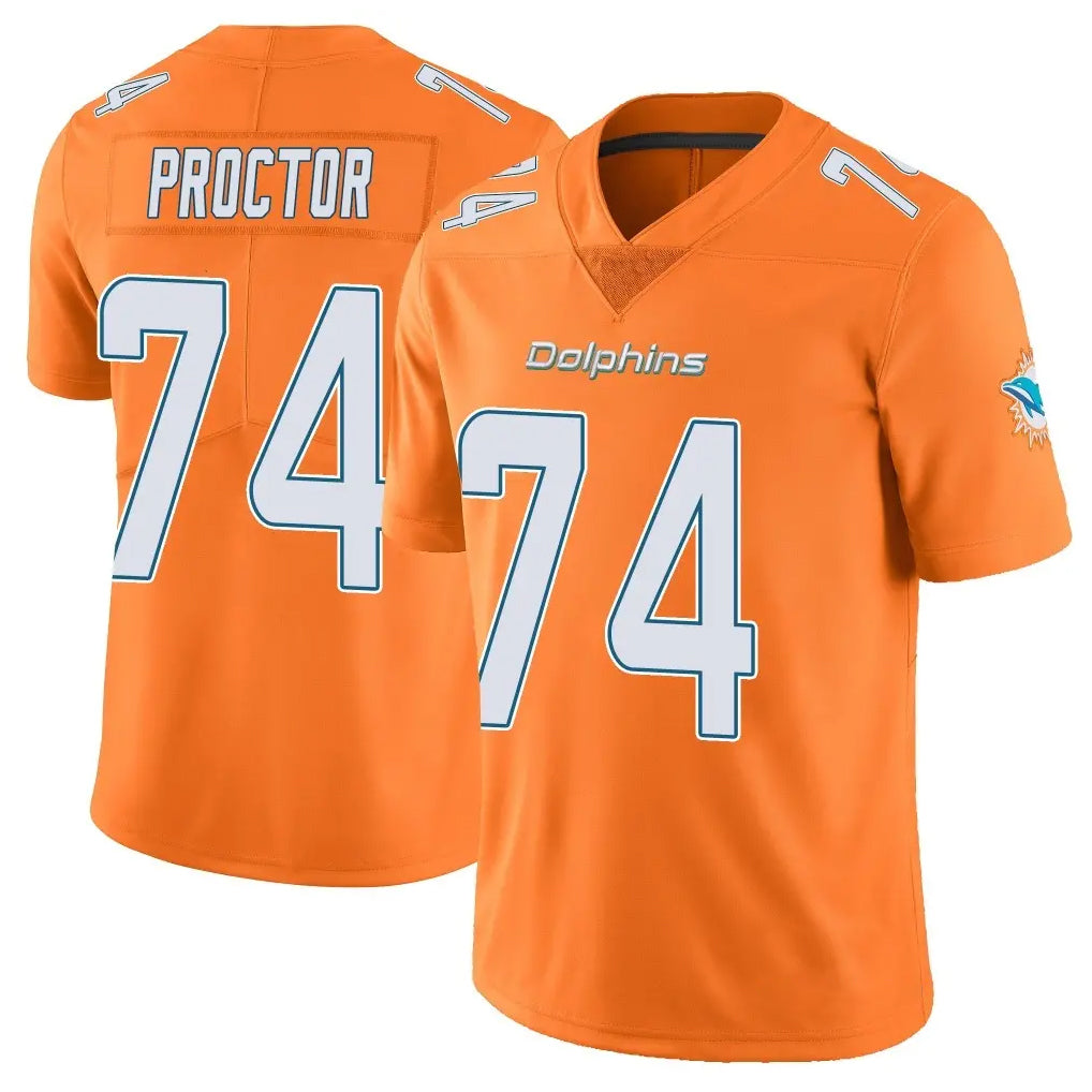 M.Dolphins #74 Kadyn Proctor Player Orange Limited Home Game BALCE Stitched Jerseys