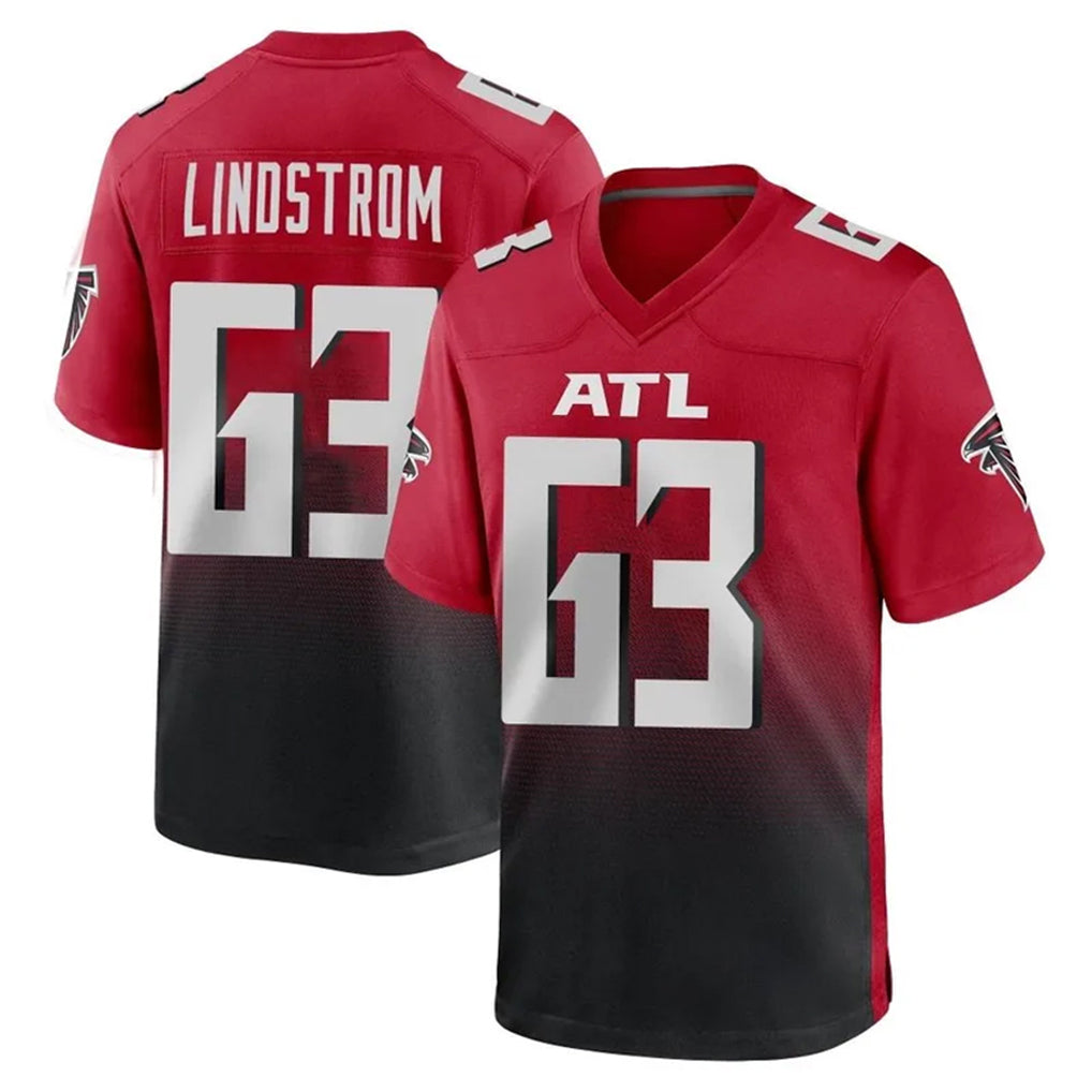 A.Falcons #63 Chris Lindstrom Player Red Home Game BALCE Stitched Jerseys
