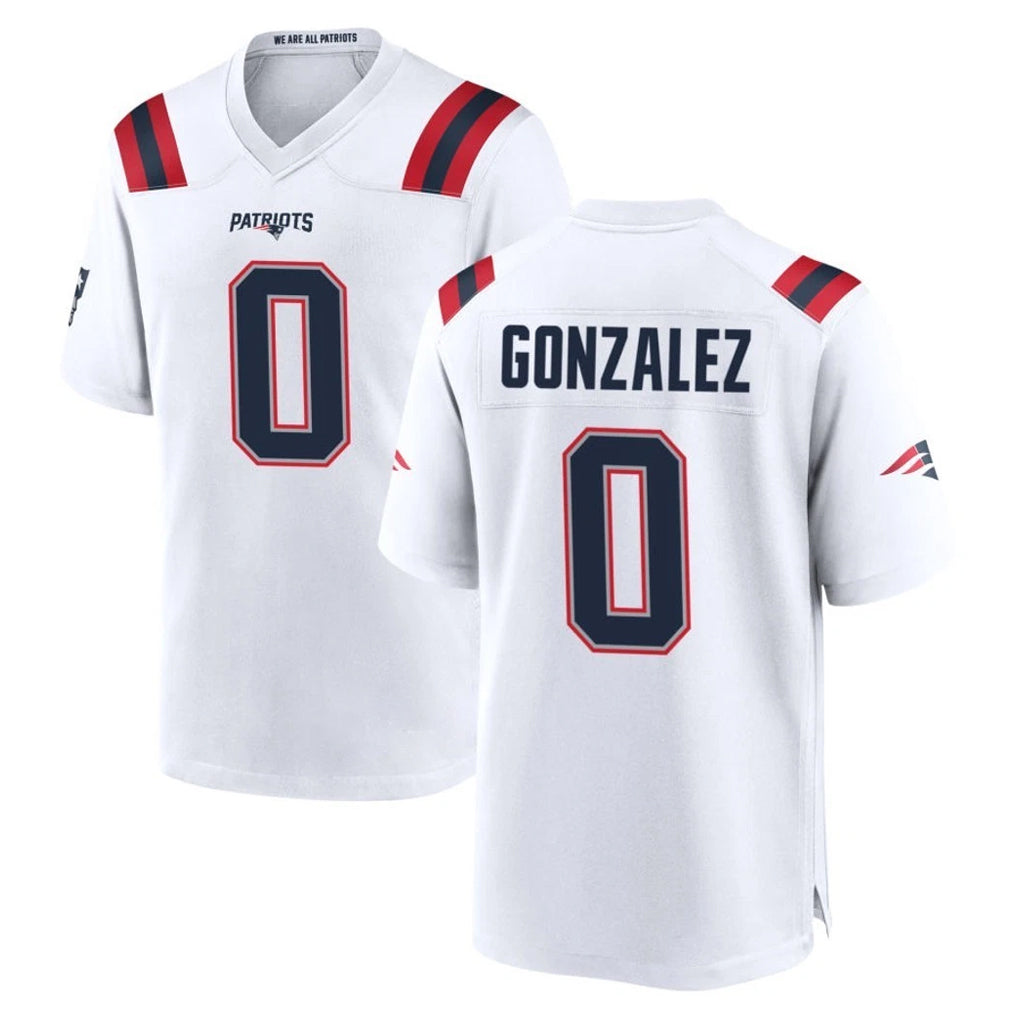 NE.Patriots #0 Christian Gonzalez Player White Home Game BALCE Stitched Jerseys