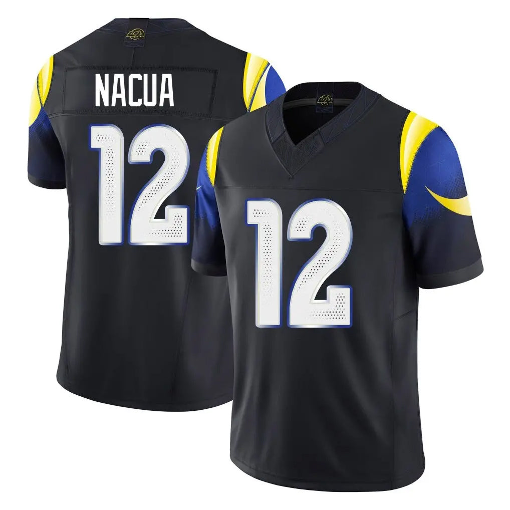 LA.Rams #12 Puka Nacua Player Black Midnight Rivalries Collection Limited Home Game BALCE Stitched Jerseys