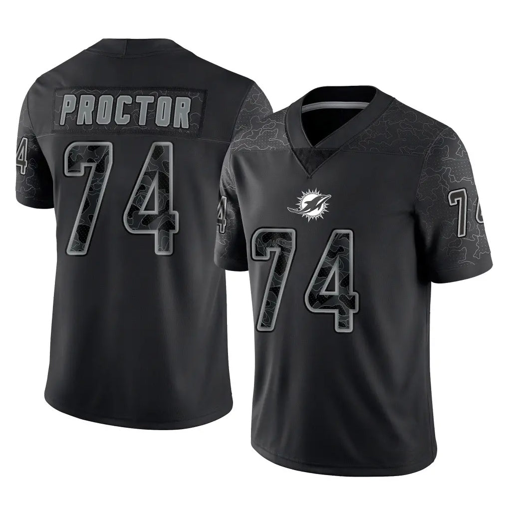 M.Dolphins #74 Kadyn Proctor Player Black Reflective Limited Game BALCE Stitched Jerseys