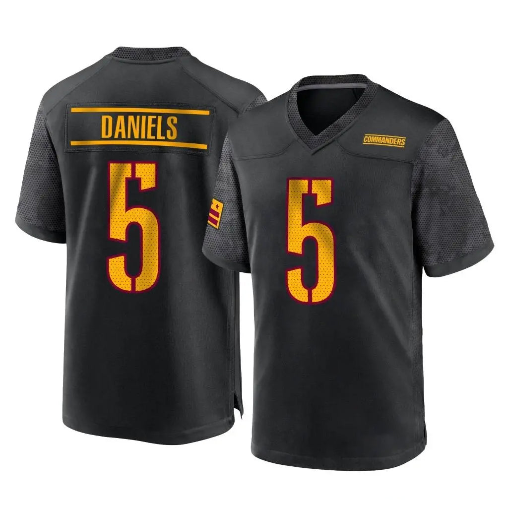 W.Commanders #5 Jayden Daniels Player Black Home Game BALCE Stitched Jerseys