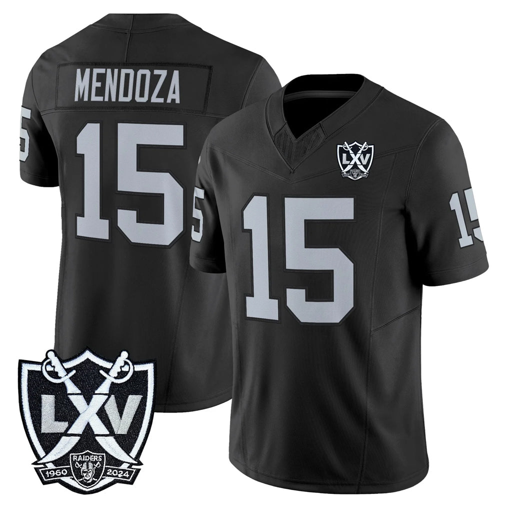 LV.Raiders #15 Fernando Mendoza Player Black 2026 Vapor Limited Home Game BALCE Stitched Jerseys