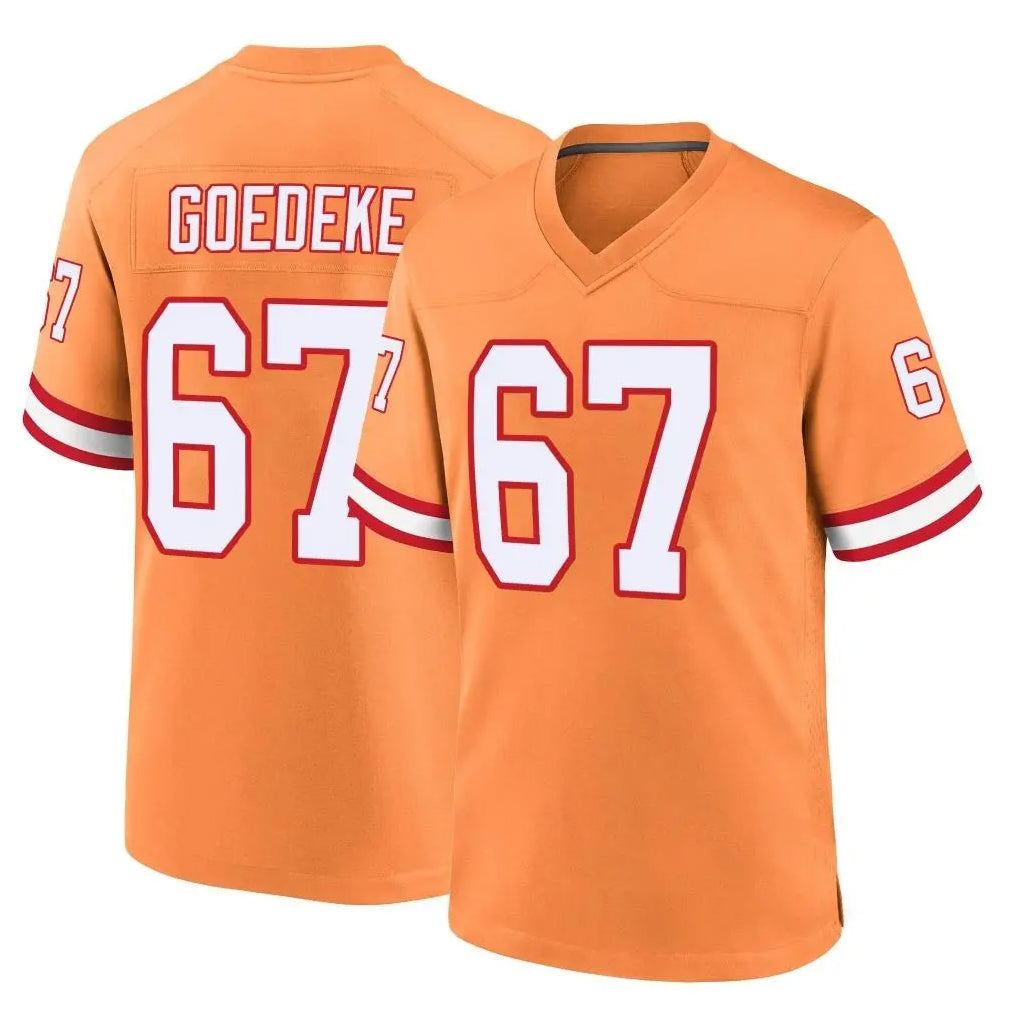 TB.Buccaneers #67 Luke Goedeke Player Orange Throwback Home Game BALCE Stitched Jerseys