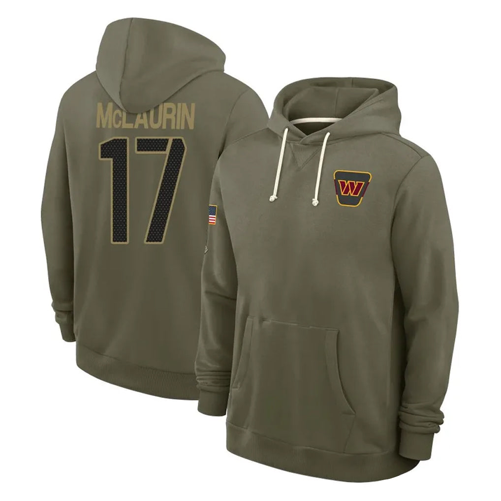 W.Commanders #17 Terry Mclaurin Player Olive Salute to Service Pullover Hoodies Limited Home BALCE Stitched Jerseys